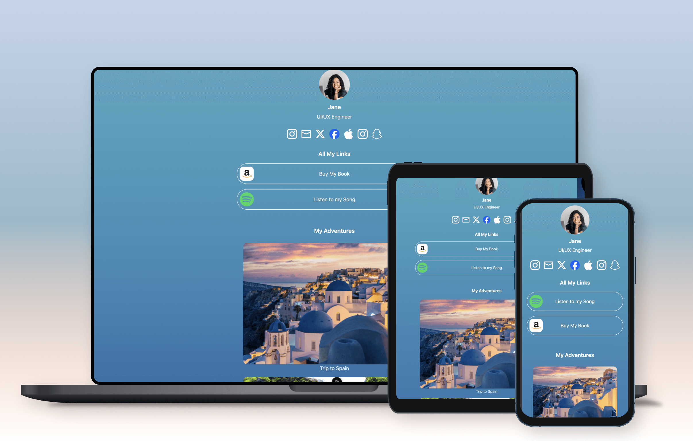 Link bio devices mockup