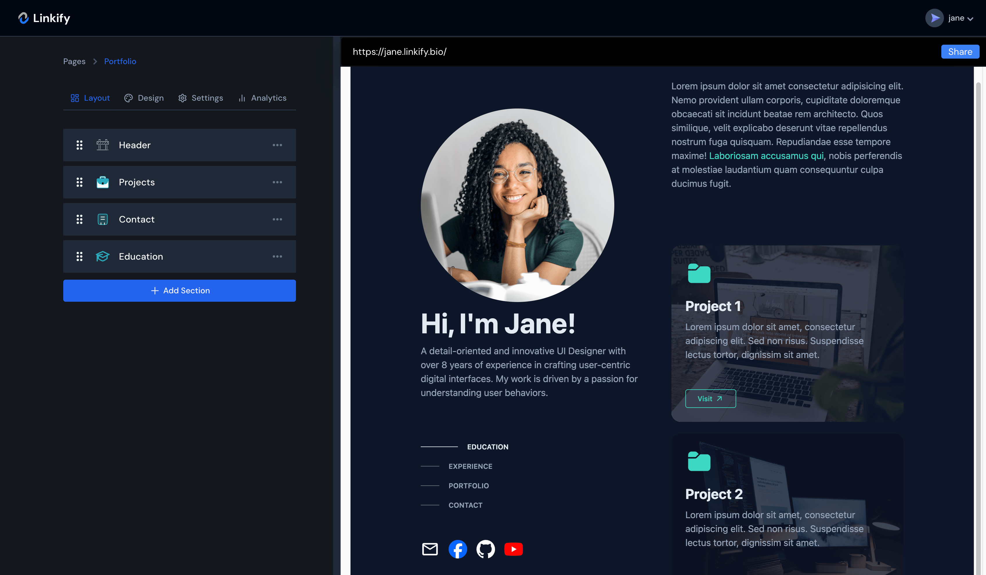 Linkify editor preview